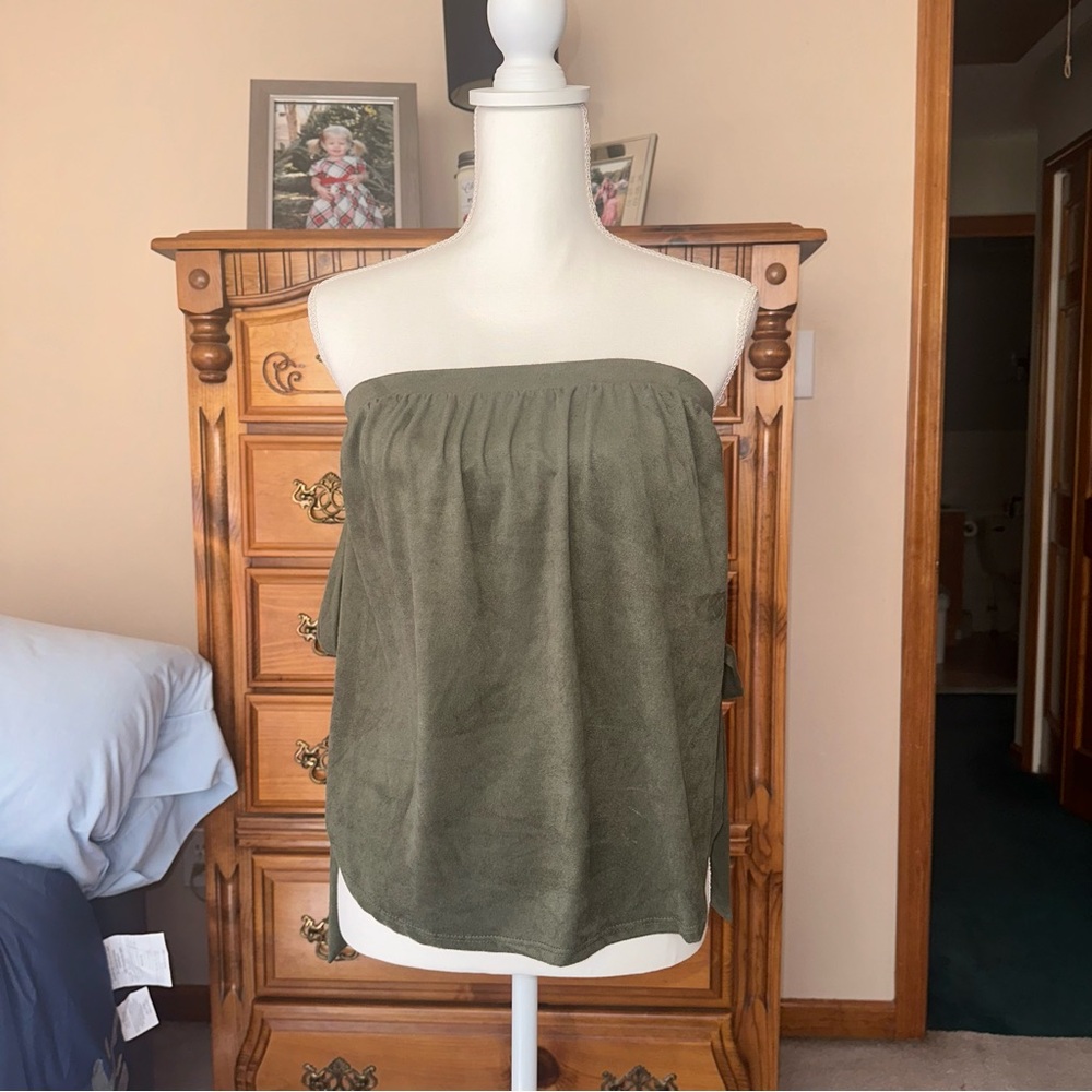 Suede Strapless Top